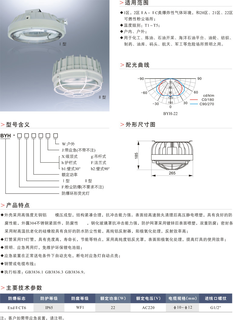 BYH防爆环形荧光灯(ⅡB、ⅡC、DIP)