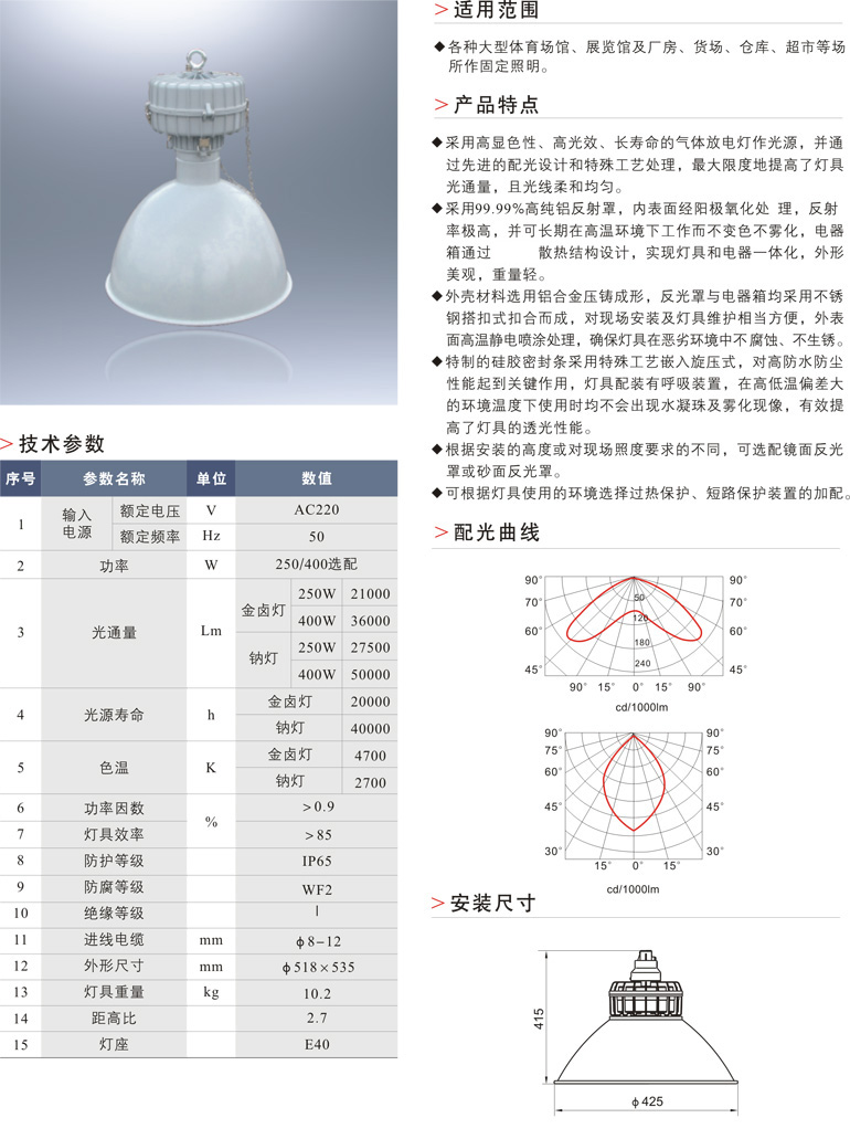 FWF9200防震高顶灯