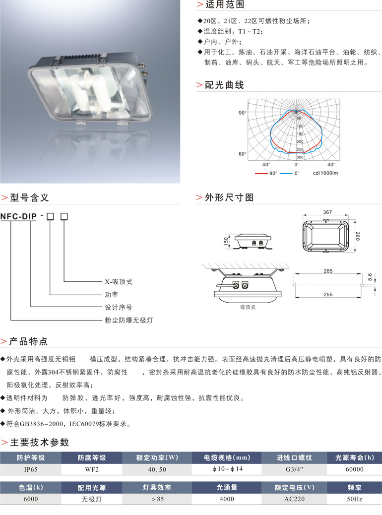 NFC-DIP粉尘防爆无极灯