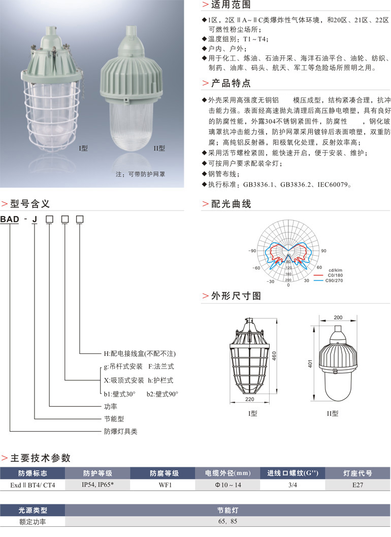 BAD-J85防爆节能灯(ⅡB ⅡC）