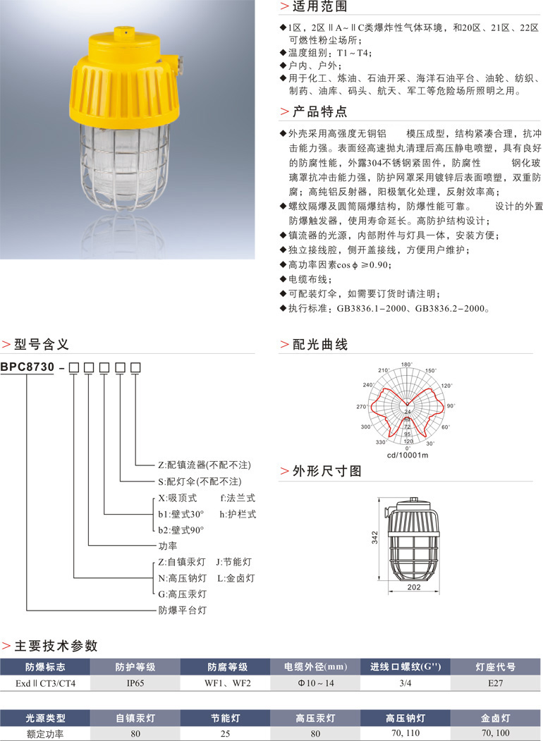 BPC8730防爆平台灯(ⅡC)