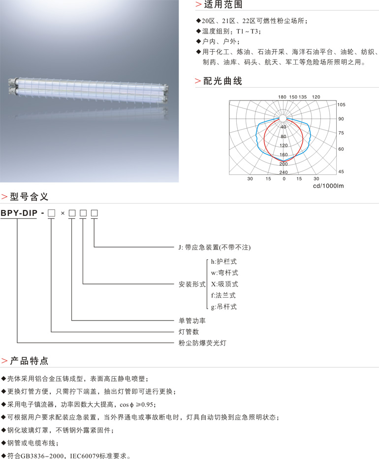 BPY-DIP粉尘防爆荧光灯