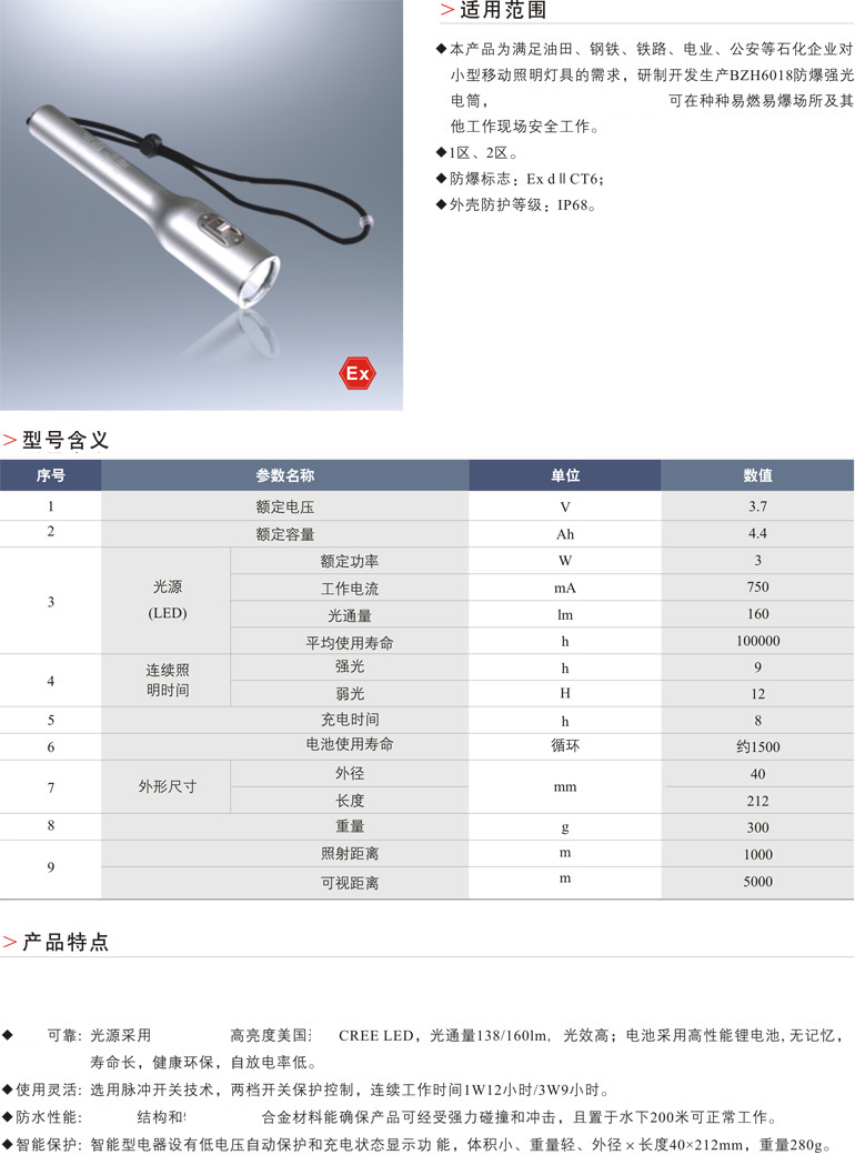 BWF6018防爆强光手电筒