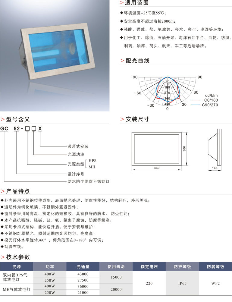 GC52防水防尘防腐不锈钢灯
